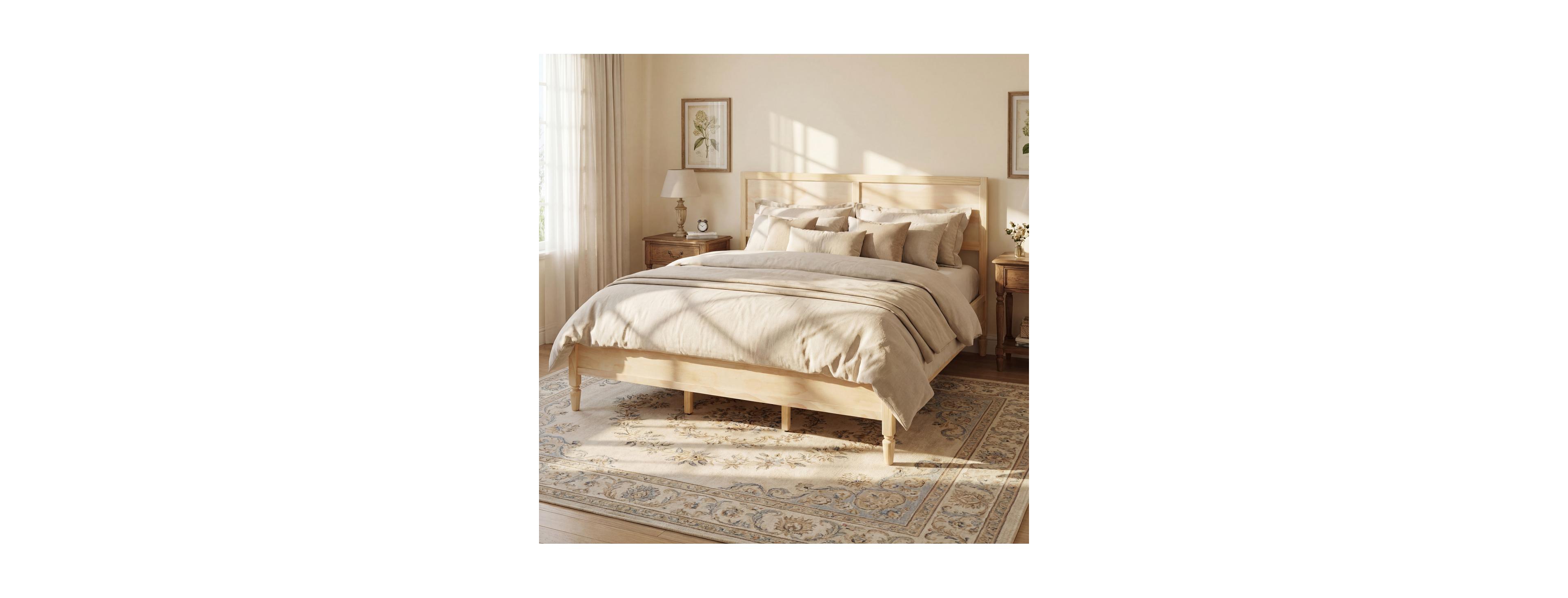 Streamdale Furniture King Size Wood Platform Bed Frame with Headboard