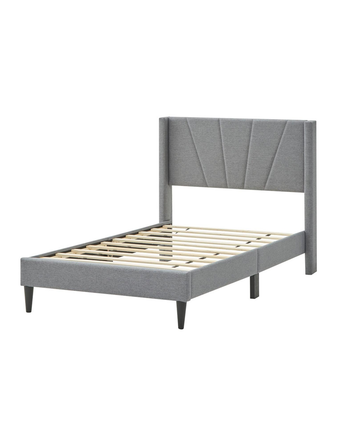 Mecale Twin Queen Bed Frame with Linen Upholstered Wingback Headboard Twin Size