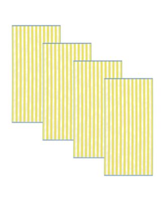 Cotton Stripe Border 4 Pack Beach Towel, 30" x 60"