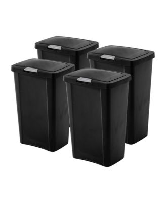 13 Gallon TouchTop Wastebasket with Titanium Latch, Black (4 Pack)