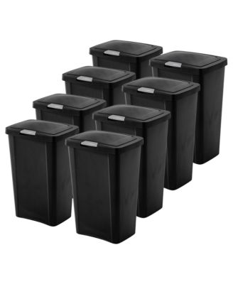 13 Gallon TouchTop Wastebasket with Titanium Latch, Black (8 Pack)