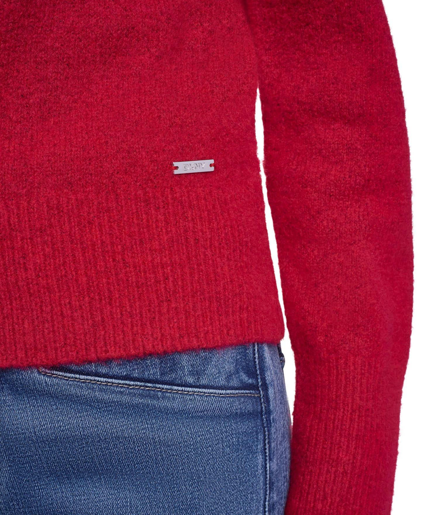 Женский свитер-поло DKNY Jeans, для невысоких, цвет: Рубиновый — фото 5
