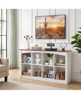 8-Cube Two-Tone Wood Storage Organizer and Bookcase