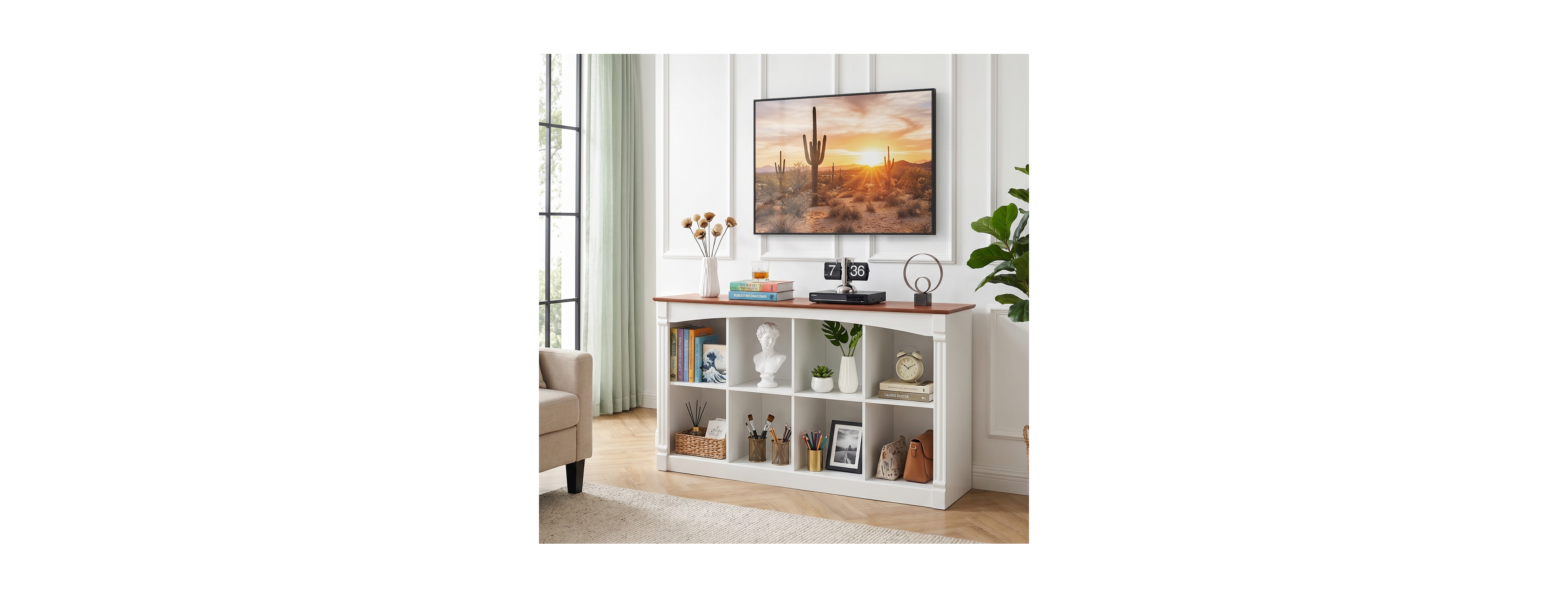 Streamdale Furniture 8-Cube Two-Tone Wood Storage Organizer and Bookcase