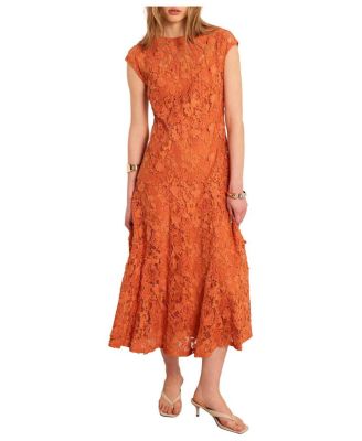 Women's Sleeveless Applique Lace Midi Dress