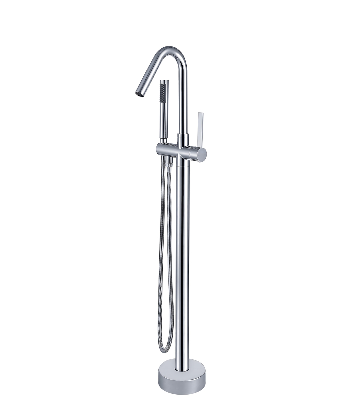 Thirtypeachy Freestanding Bathtub Faucet with Hand Shower, Single Handle Floor Mounted Tub Filler for Modern Bathrooms - Chrome