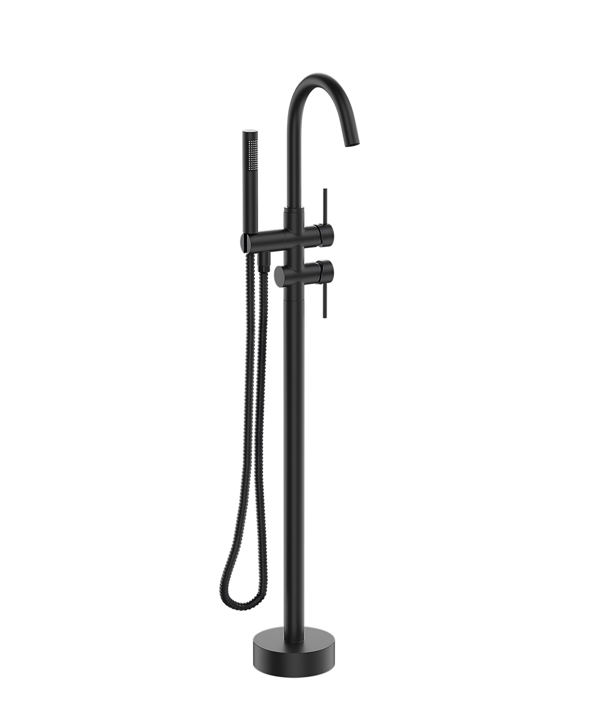Freestanding Tub Faucet with Hand Shower, Metal Floor-Mounted Bathtub Faucet, 46-Inch Height, 3.9 Gpm Max Flow Rate - Black