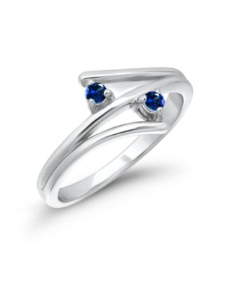 Blue Cubic Zirconia Asymmetrical Open Pinky Ring