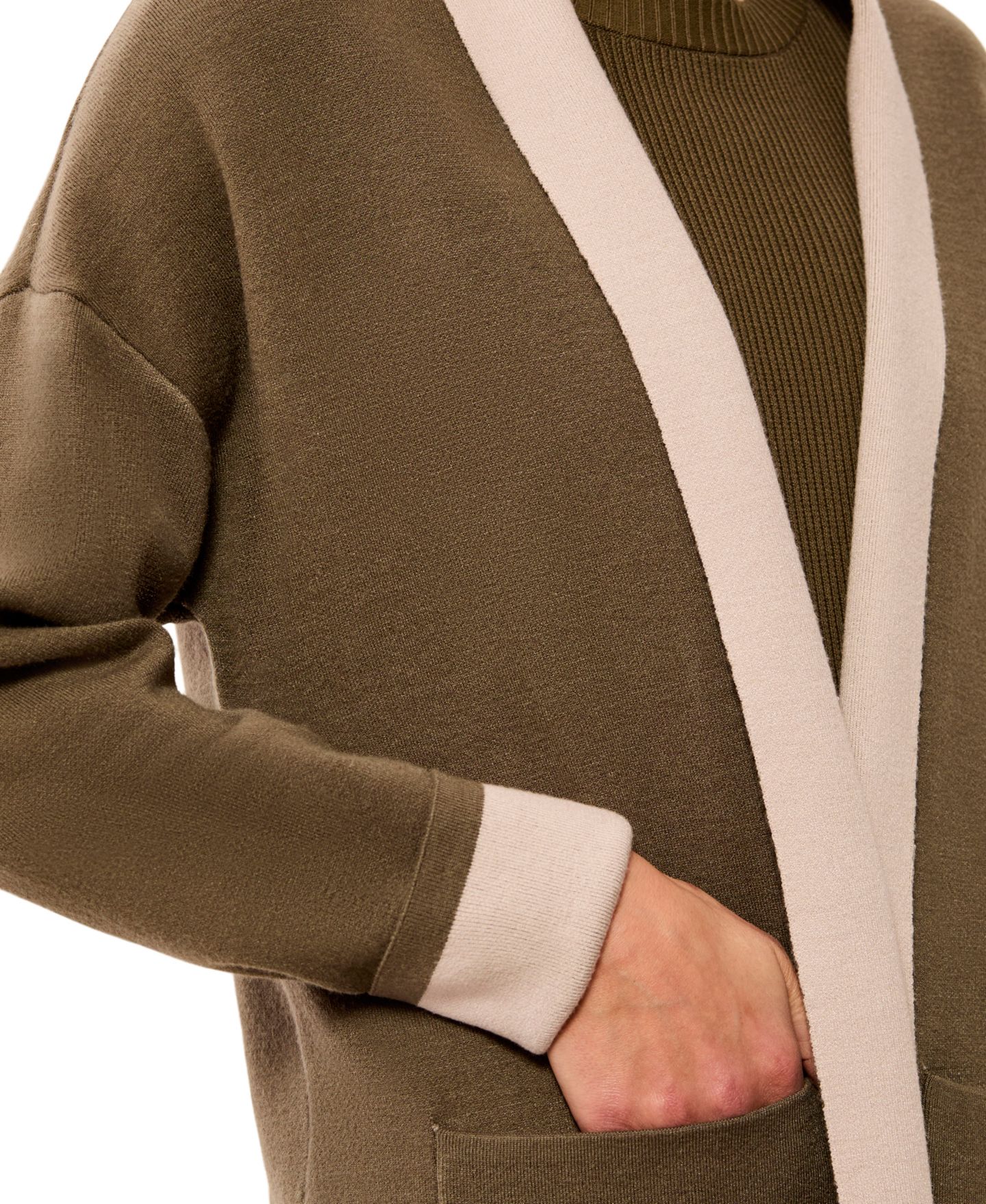 Женские куртки TRIBAL Mid-Length Dropped-Shoulder Patch Pockets Coatigan, цвет: Basil — фото 3