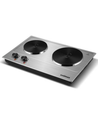 1800W Portable Countertop Double Cast Iron Electric Burner 7.4- And 6.1-Inch Hot Plate with Temperature Controls