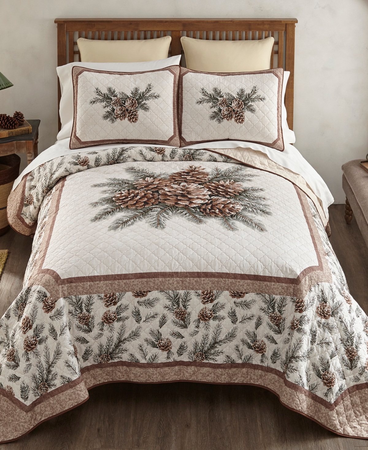 Donna Sharp Pine Medallion Woodland Design 3-Piece Quilt Set, Queen