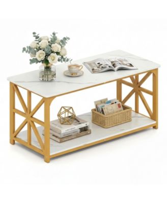 Coffee Table 2 Tier Center Table with Storage Shelf