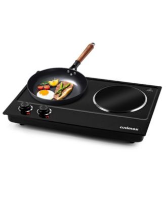 1800W Infrared Ceramic Electric Two Portable Countertop 2 Knob Temperature Control Easy Clean Cooktops