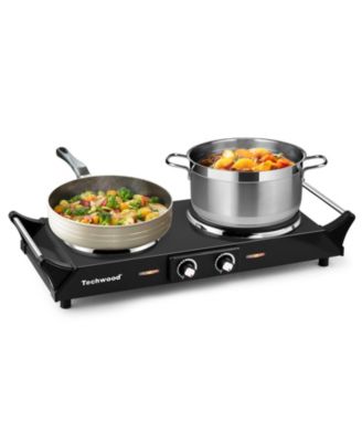 1800W Stainless Steel Dual Hot Plate with Handles, Stainless Steel Hot Plate for Kitchen, Dorm, and Camping