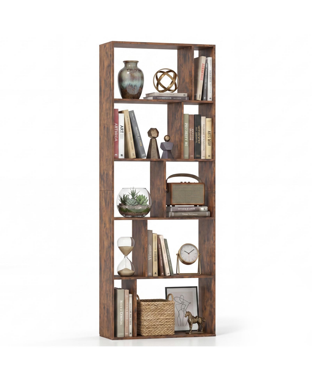 Costway 5-Tier Bookshelf with Open Back Display Storage Shelf with Anti-Tipping Kits - Brown