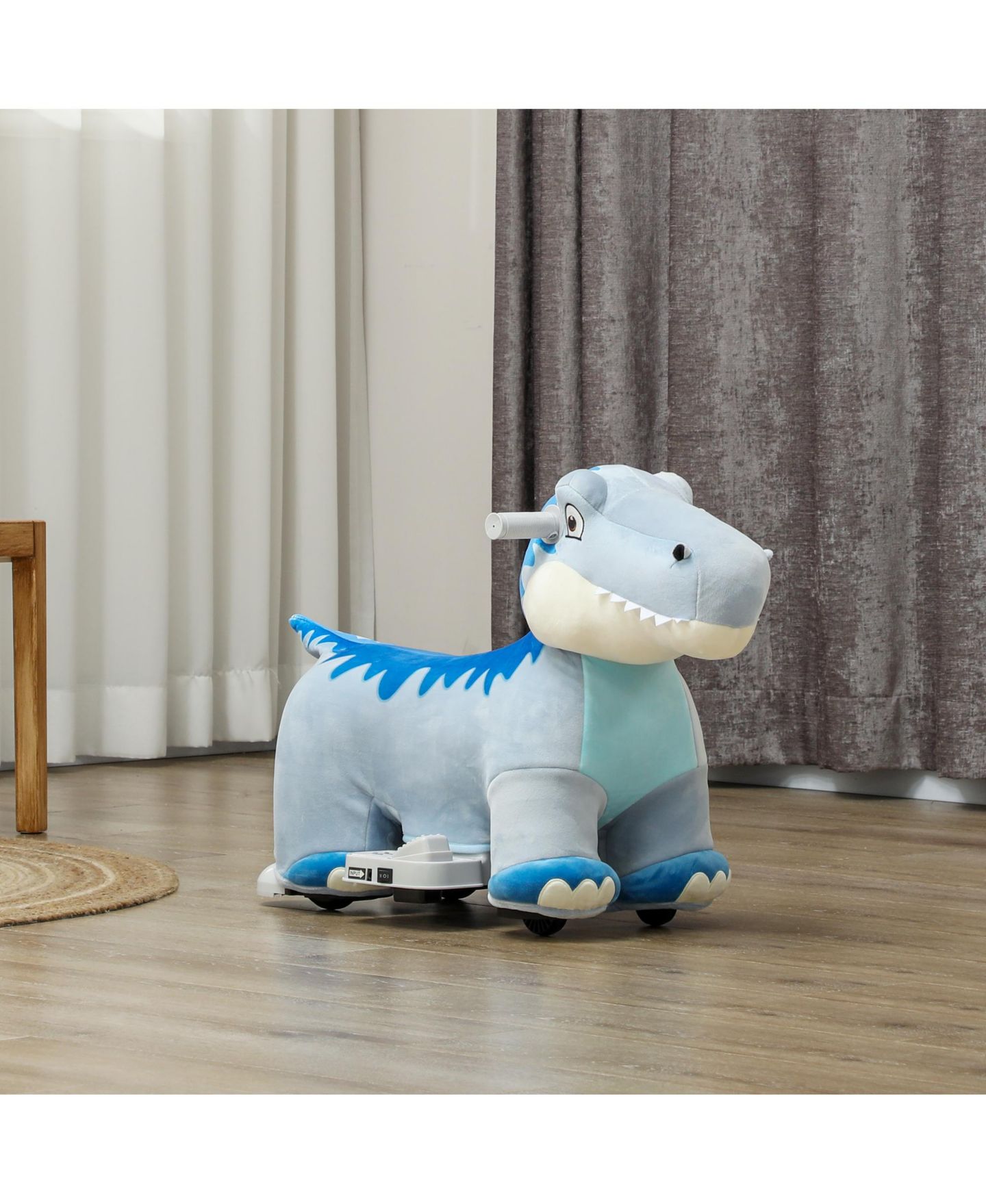 Детская мягкая игрушка Glintex 6V Tyrannosaurus Plush Battery-Powered Ride-On Toy, 55-lb Capacity, Ages 18-36 Months, цвет: Синий — фото 9