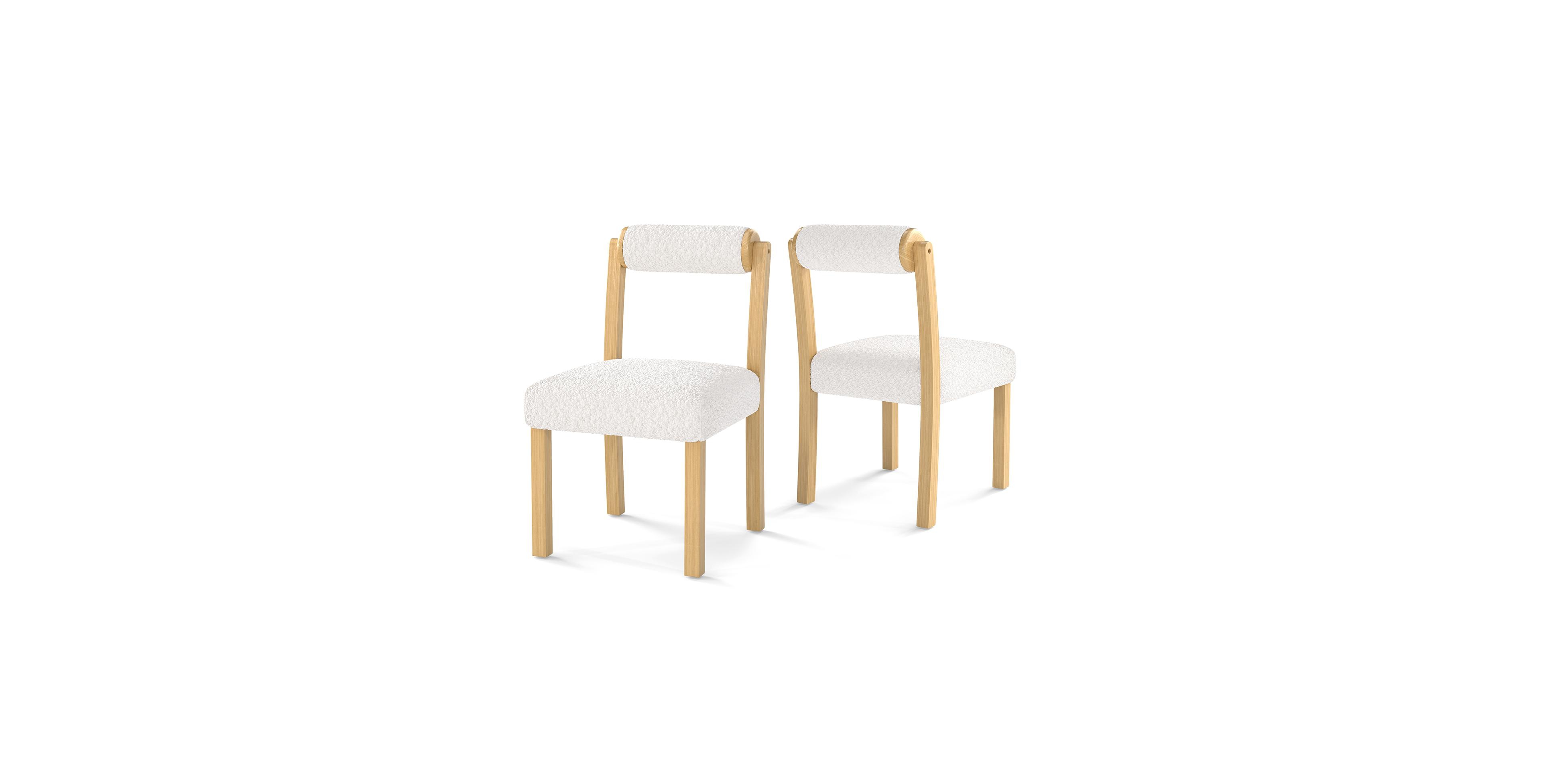 Mecale Wooden Dining Chair with Rubber Wood Frame and Cylinder Back Set of 2