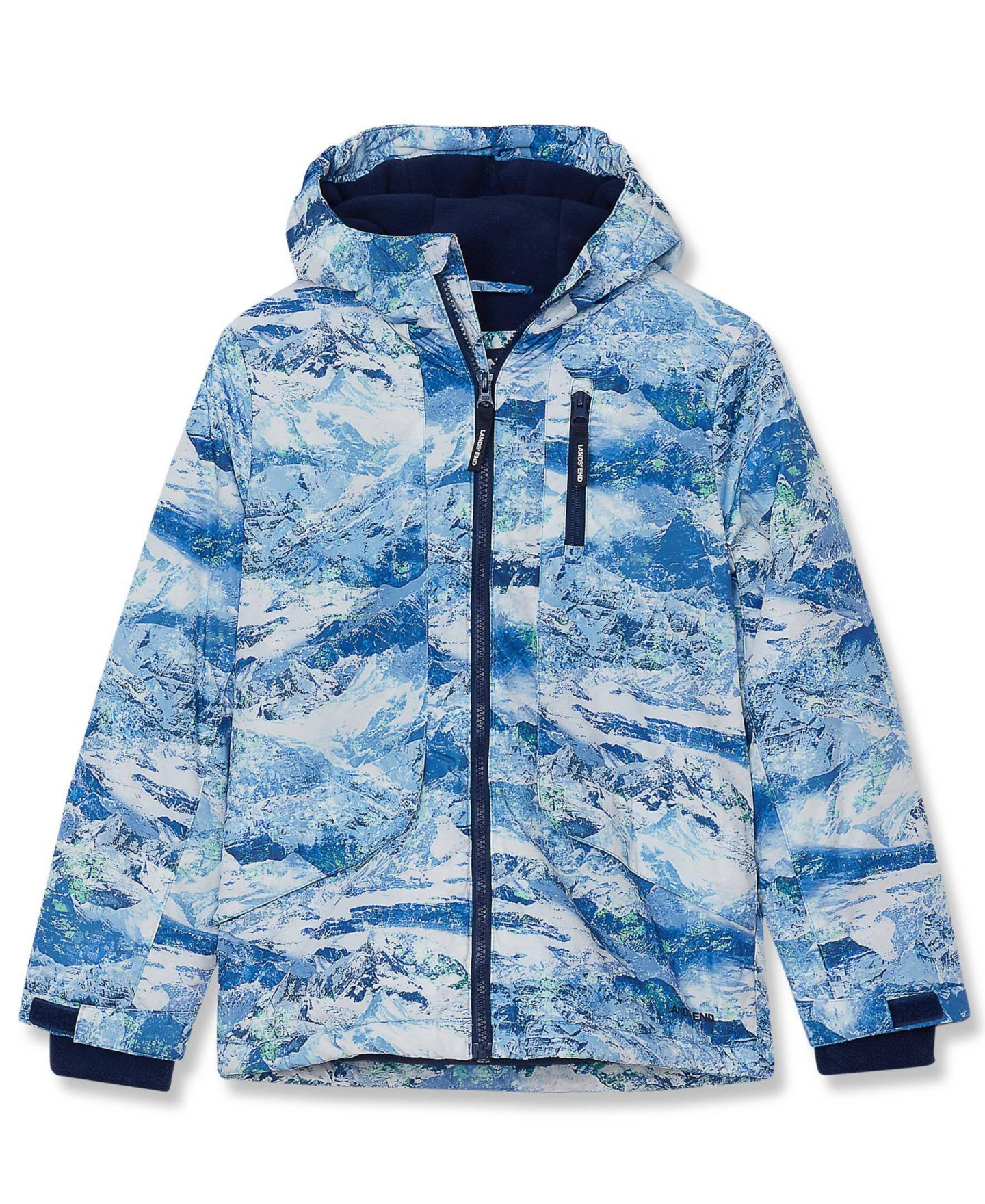 Детская куртка Lands' End Water-Resistant Hooded Insulated, цвет: Тёмно-синий — фото 1
