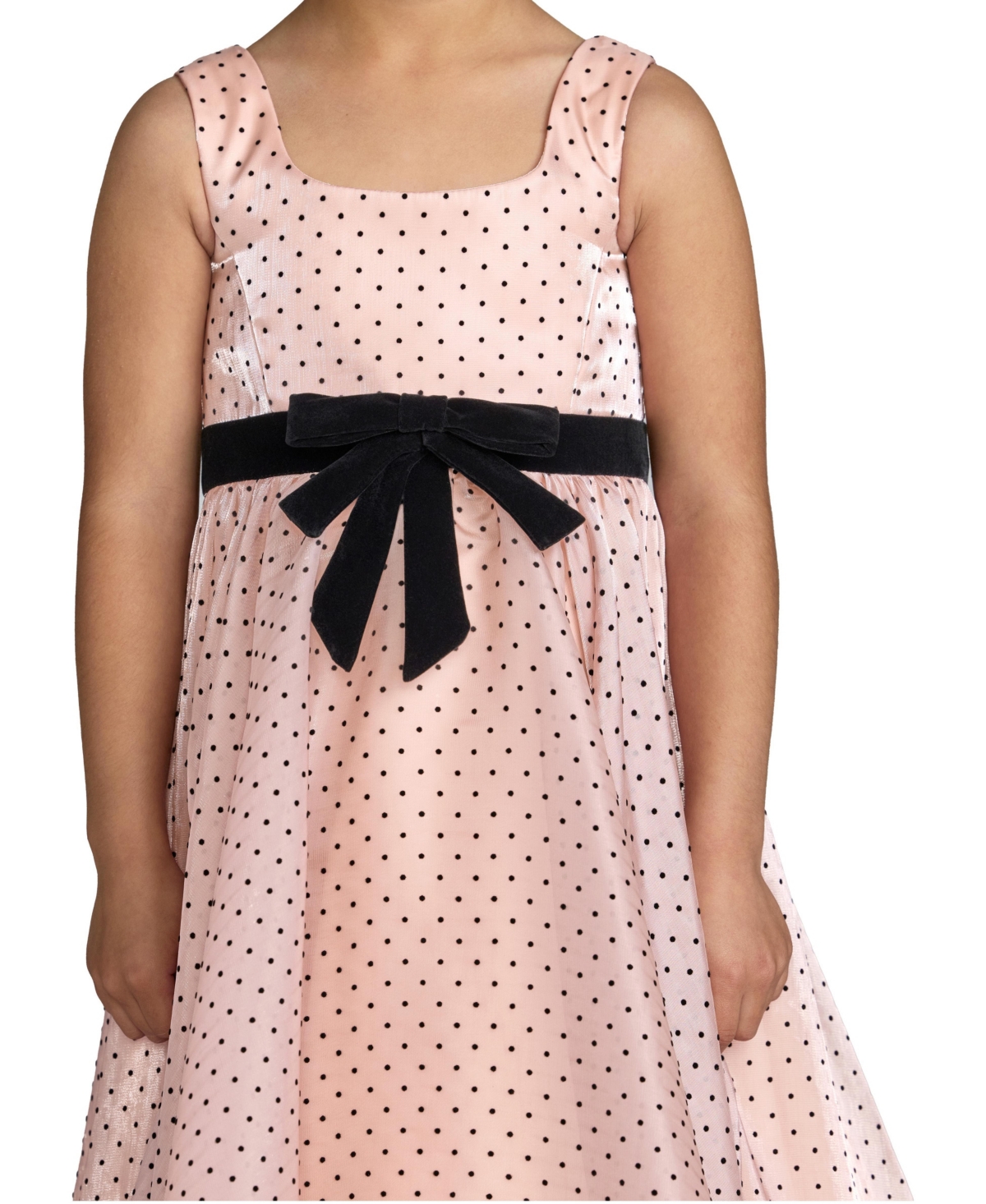 Mac Duggal Girls' 4-16 Polka Dot Square Neck Maxi Dress