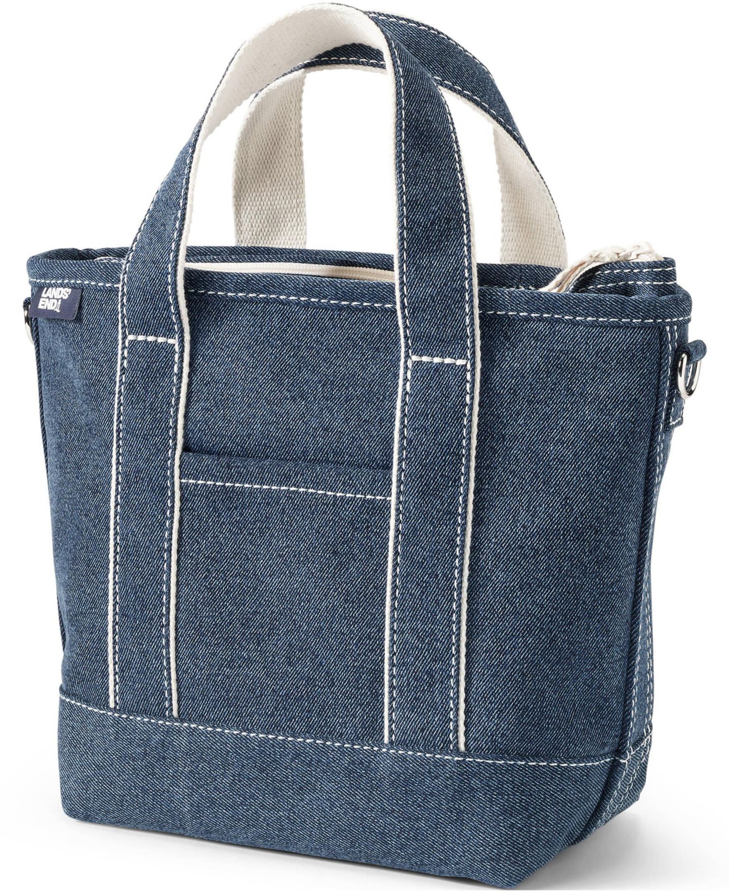 Сумка Lands' End Small Denim Zip Top, цвет: Средняя варка джинсовый — фото 1