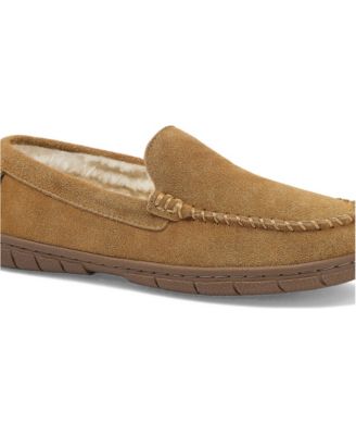 Women's Wide Width Fuzzy Lined Suede Moccasin Slippers