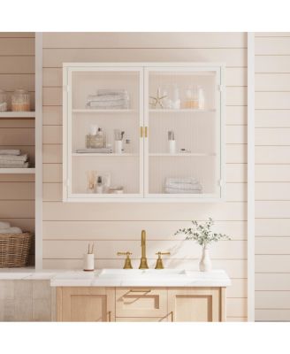 Modern 2-Tier Glass Door Wall Cabinet