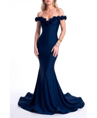 Women's Rosette Off-Shoulder Mermaid Gown