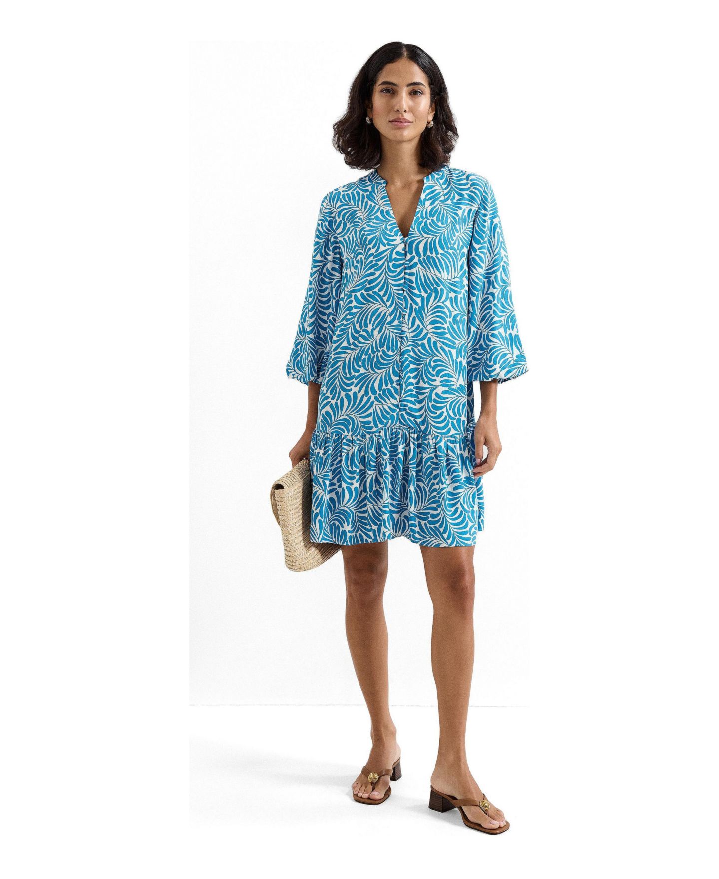 Женское платье Phase Eight Phoebe V-Neck Tiered-Hem 3/4-Sleeve Mini, цвет: Синий — фото 2