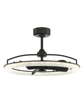 31.5 Resin Modern 3-Blade Caged Ceiling Fan Chandelier with Light and Remote