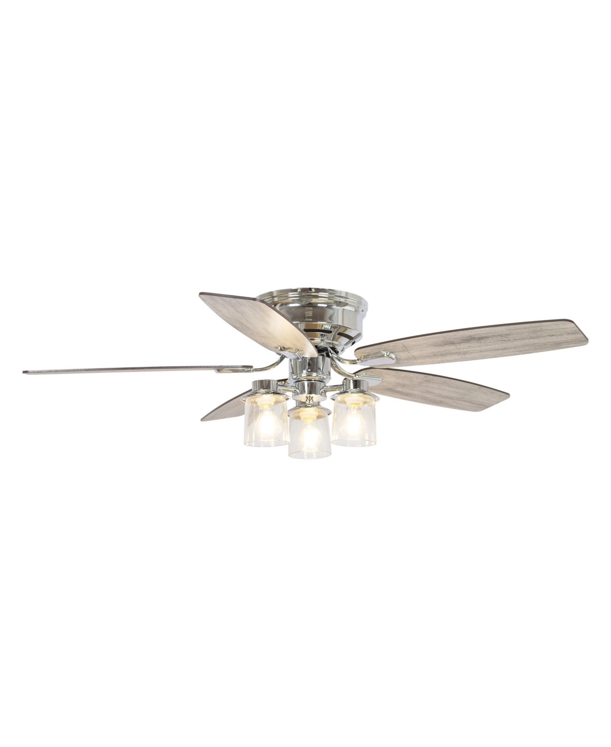Parrot Uncle 52" Modern Indoor Chrome Flush Mount Reversible Chandelier Ceiling Fan with Light and Remote