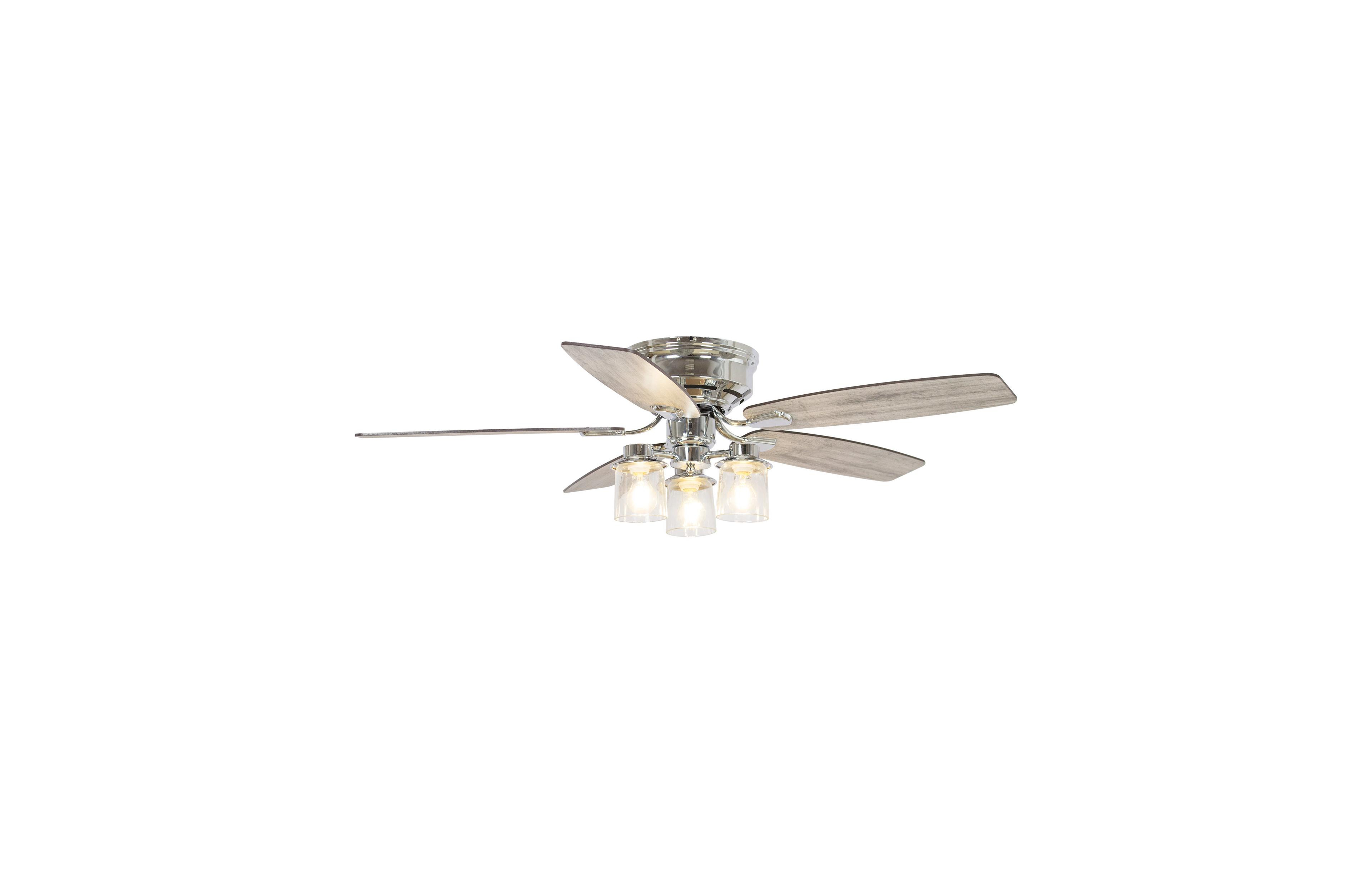 Parrot Uncle 52" Modern Indoor Chrome Flush Mount Reversible Chandelier Ceiling Fan with Light and Remote
