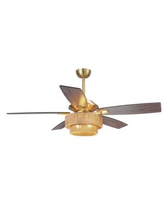 52" Jute Modern Farmhouse Reversible 5-Blade DC Motor Indoor Ceiling Fan with Light and Remote