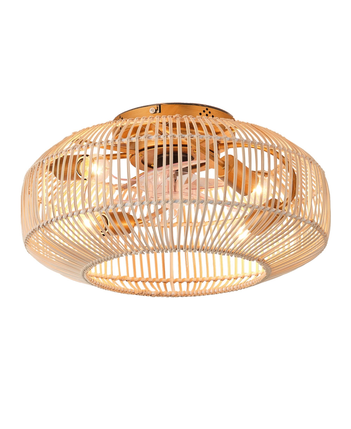 Parrot Uncle 20" Coastal Weave Rattan Low Profile Flush Mount Ceiling Fan with Remote