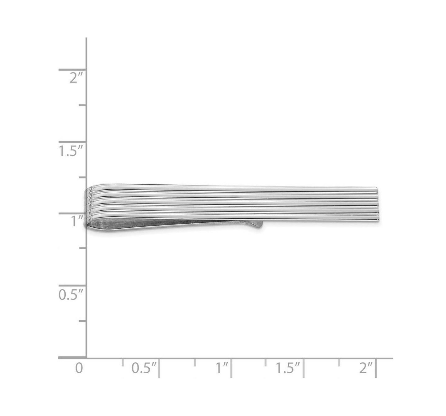 Мужские зажимы для галстука Curata Jewelry 925 Solid Sterling Silver Ribbed Wide Tie Bar for Men — фото 2
