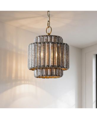 10" Distressed Crystal Adjustable Tiered Pendant Light Chandelier for Kitchen Island