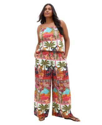 Plus Size Capri Paradise High-Rise Wide-Leg Pull-On Pants