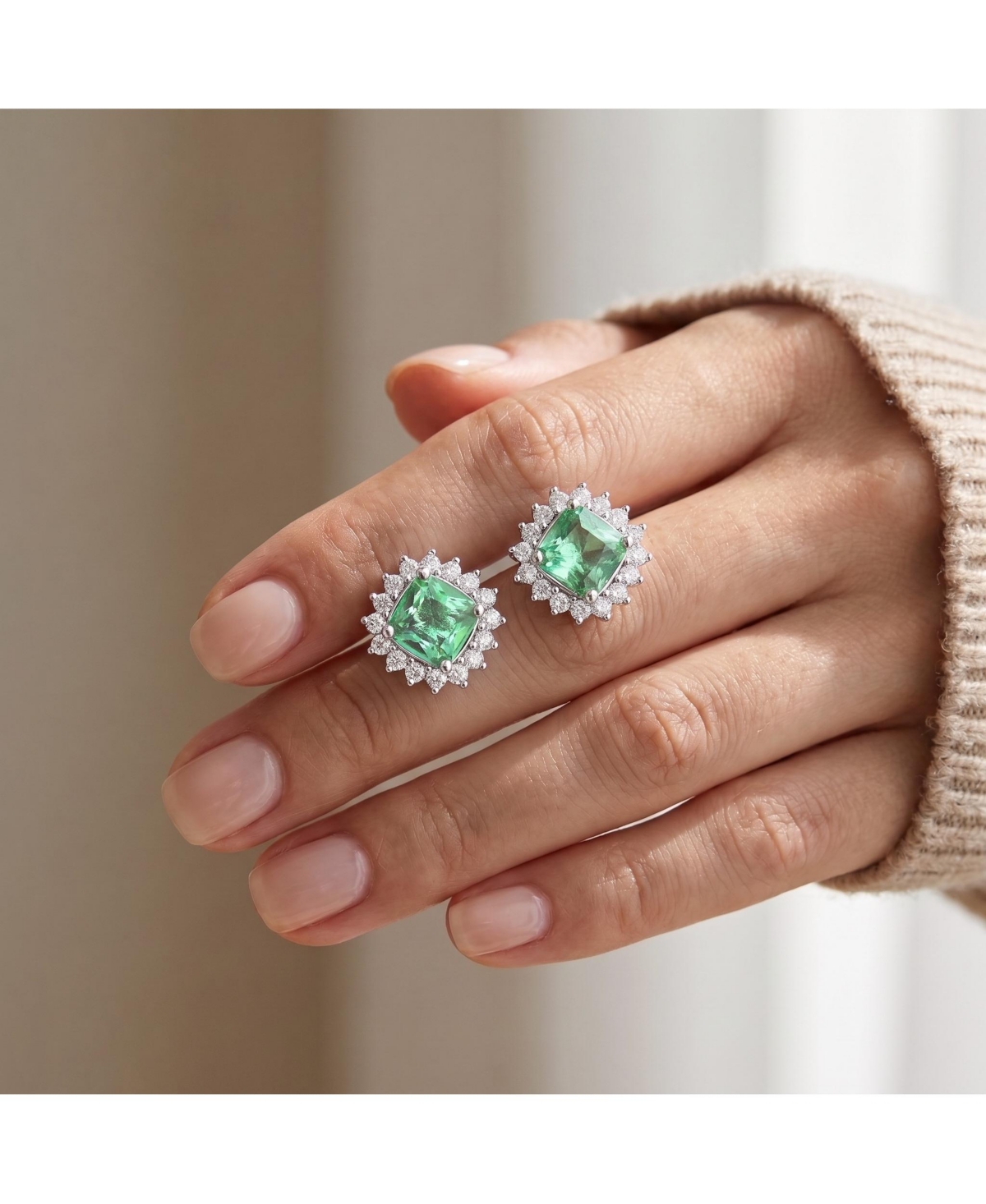 Classy 10MM Halo Square Stud Earrings