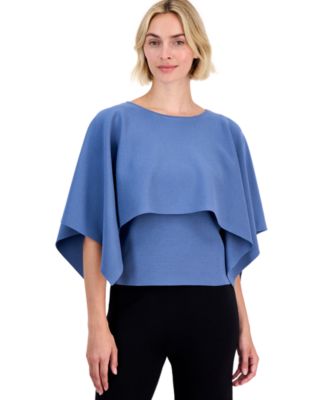 Petite Boat Neck Sweater Cape Top