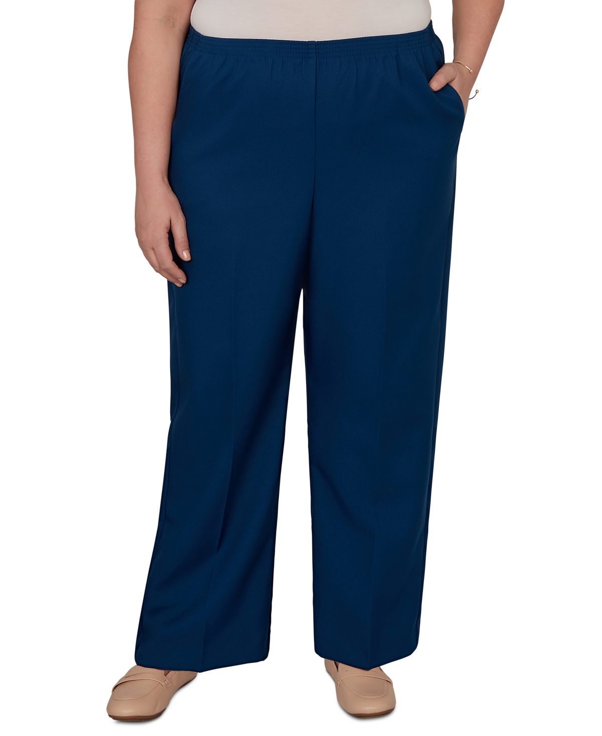 Alfred Dunner Plus Size Colored Pull-On Pants - Cadet Blue