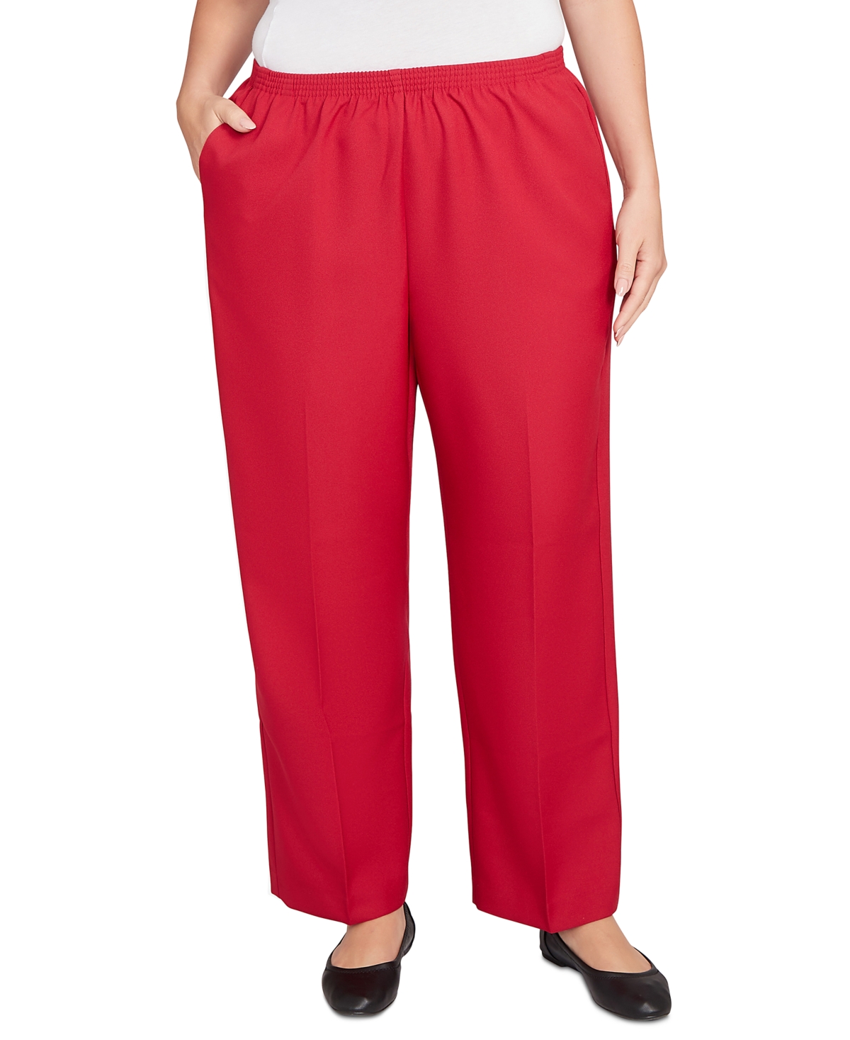Alfred Dunner Plus Size Colored Pull-On Pants - Red
