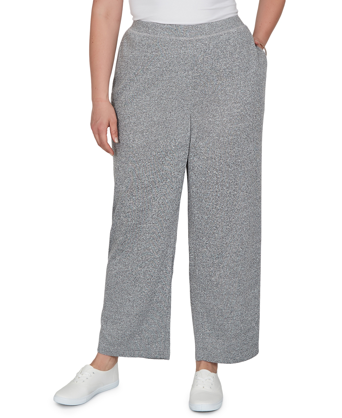 Alfred Dunner Plus Size Brushed Heather Pull-On Pants - Gray