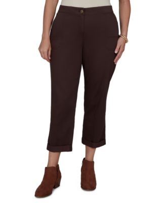 Plus Size Enzyme Wash Straight Cropped Pants