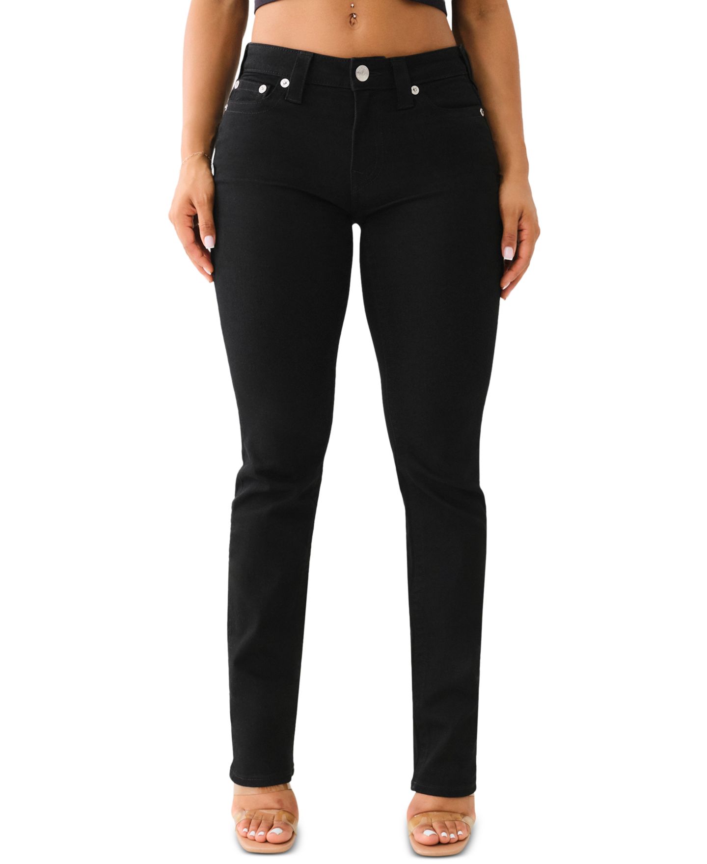 Женские джинсы True Religion Billie Mid Rise Straight, цвет: Чёрный — фото 1