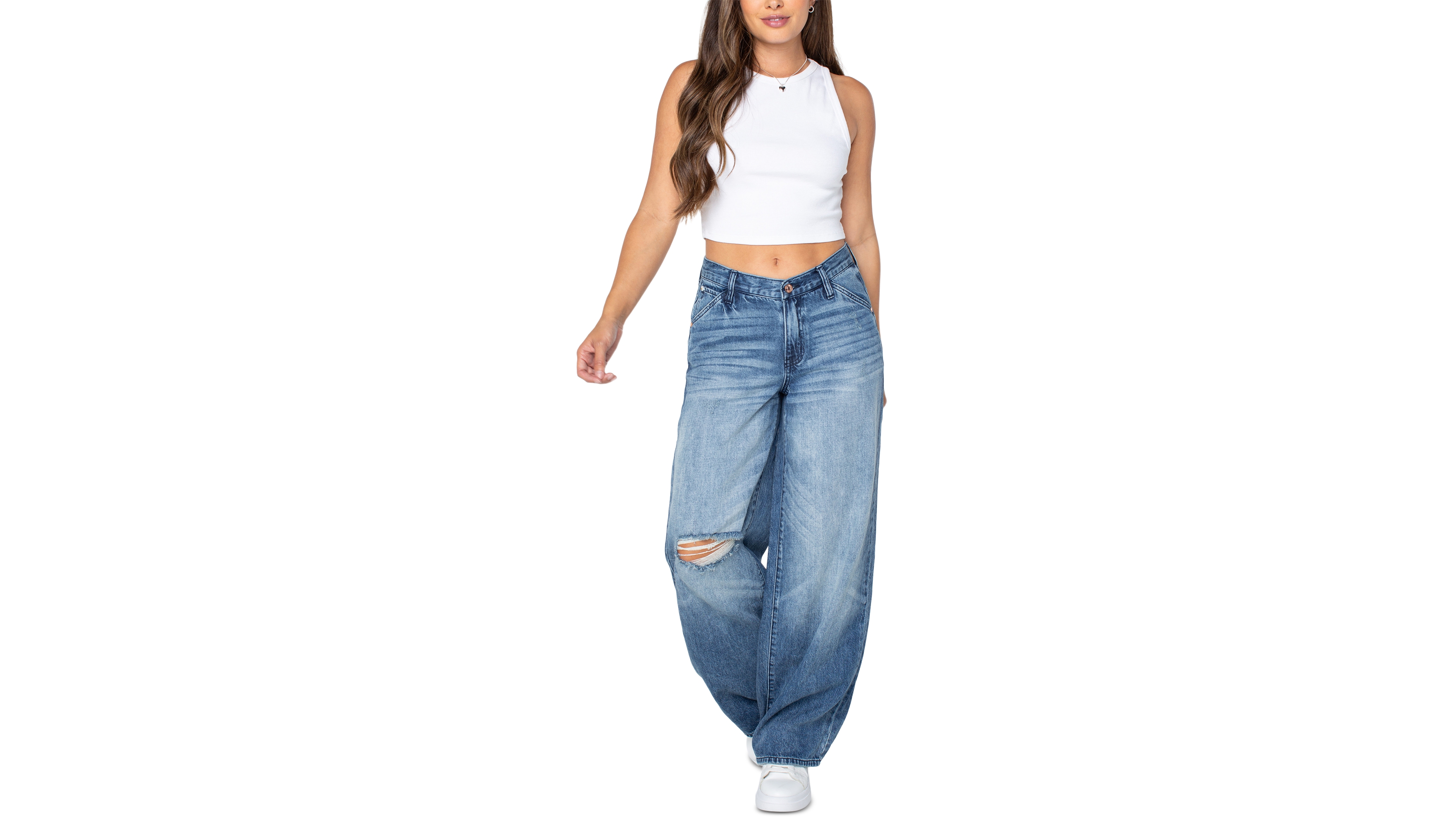 Celebrity Pink Women's Mid-Rise Wide-Leg Slouchy Jeans