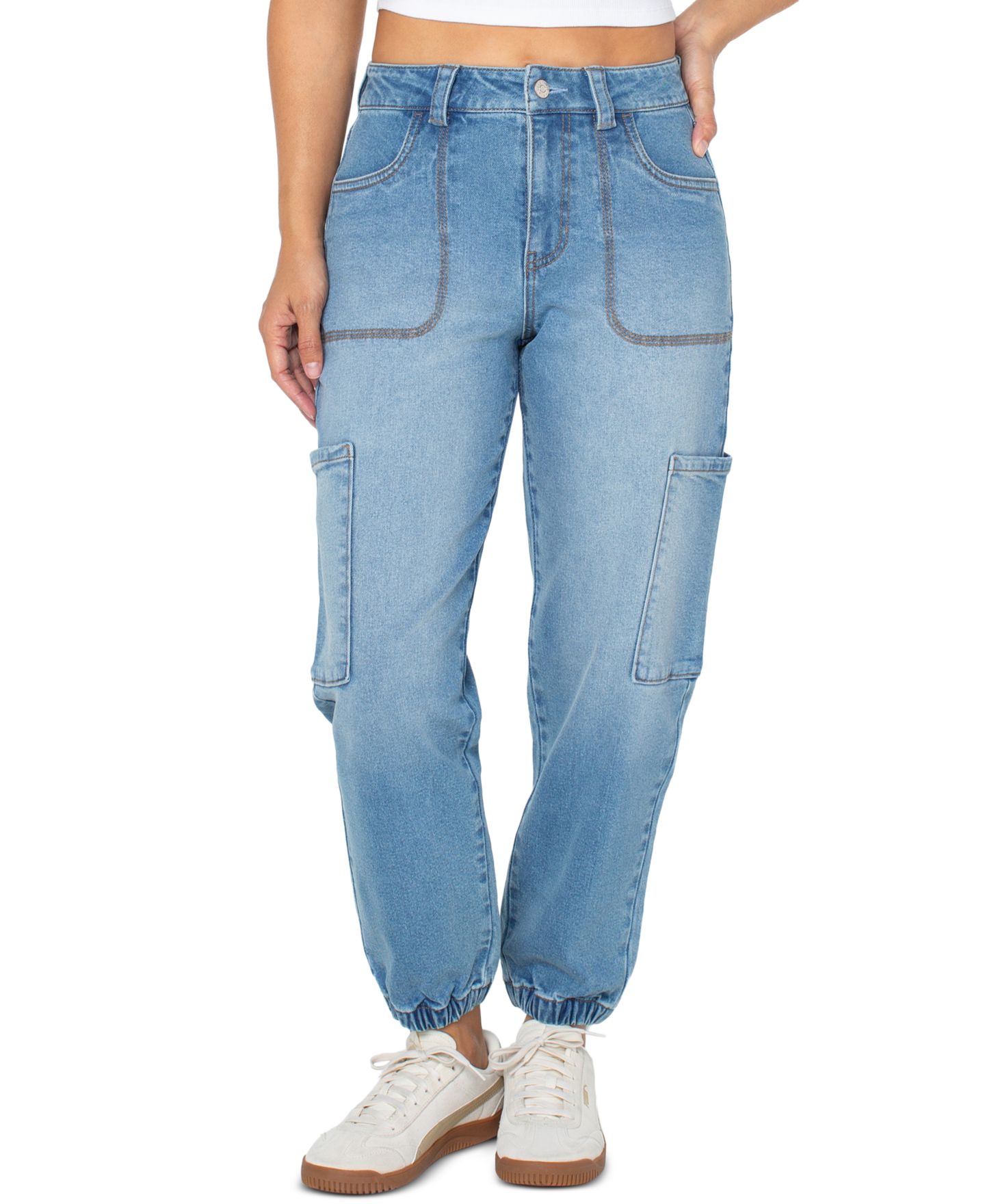 Женские брюки Celebrity Pink Juniors' High-Rise Cargo Jogger, цвет: Feeling Happy — фото 1