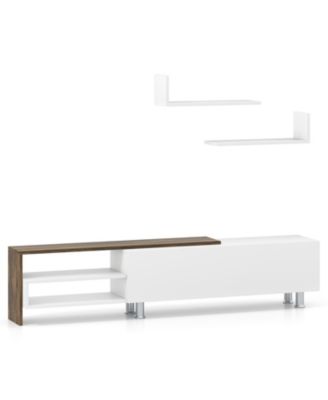 3 Piece Farmhouse Media Console for TVs up to 80 Inch with Storage Cabinets