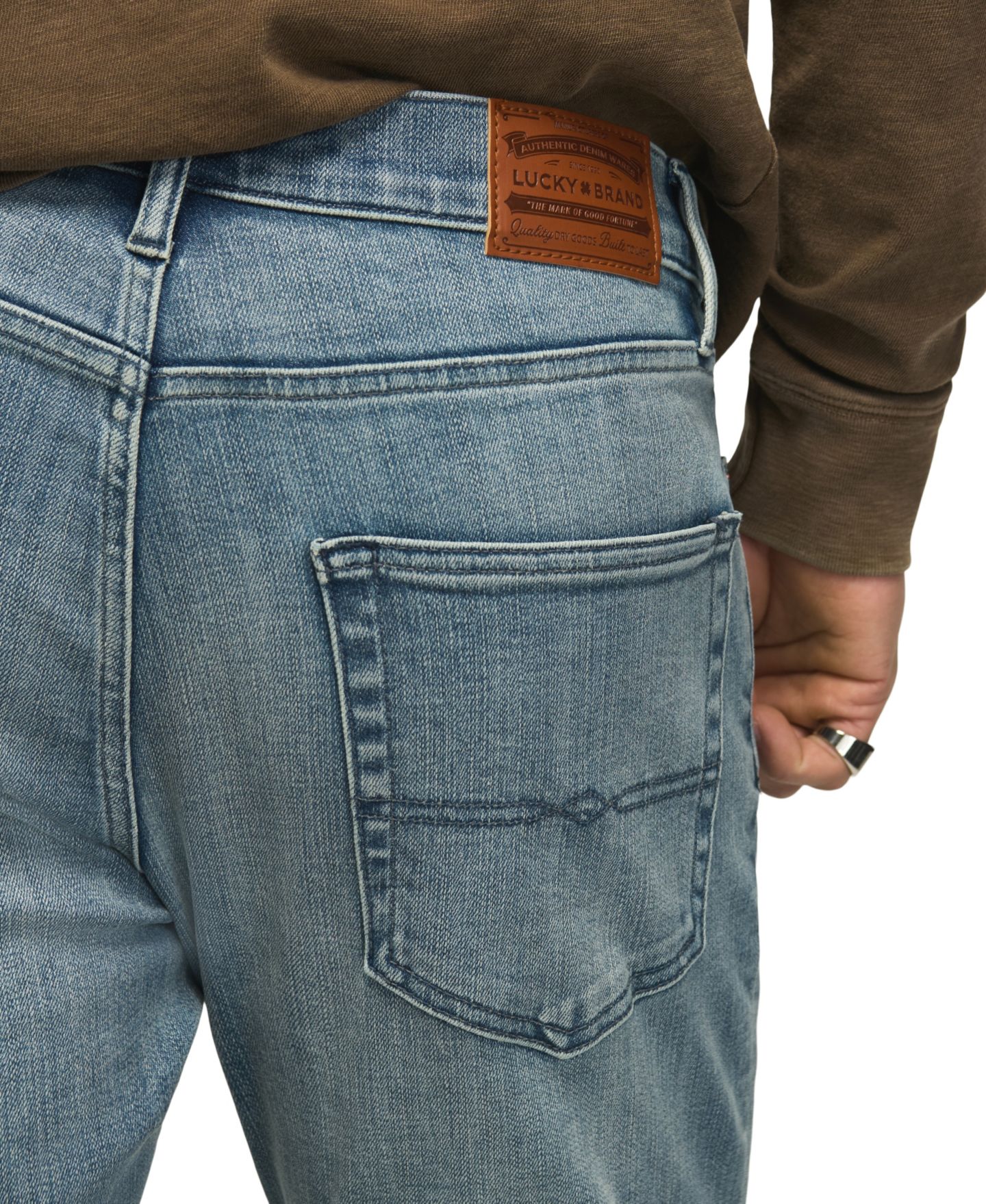 Мужские джинсы Lucky Brand 410 Athletic Straight Stretch, цвет: Чёрный — фото 10