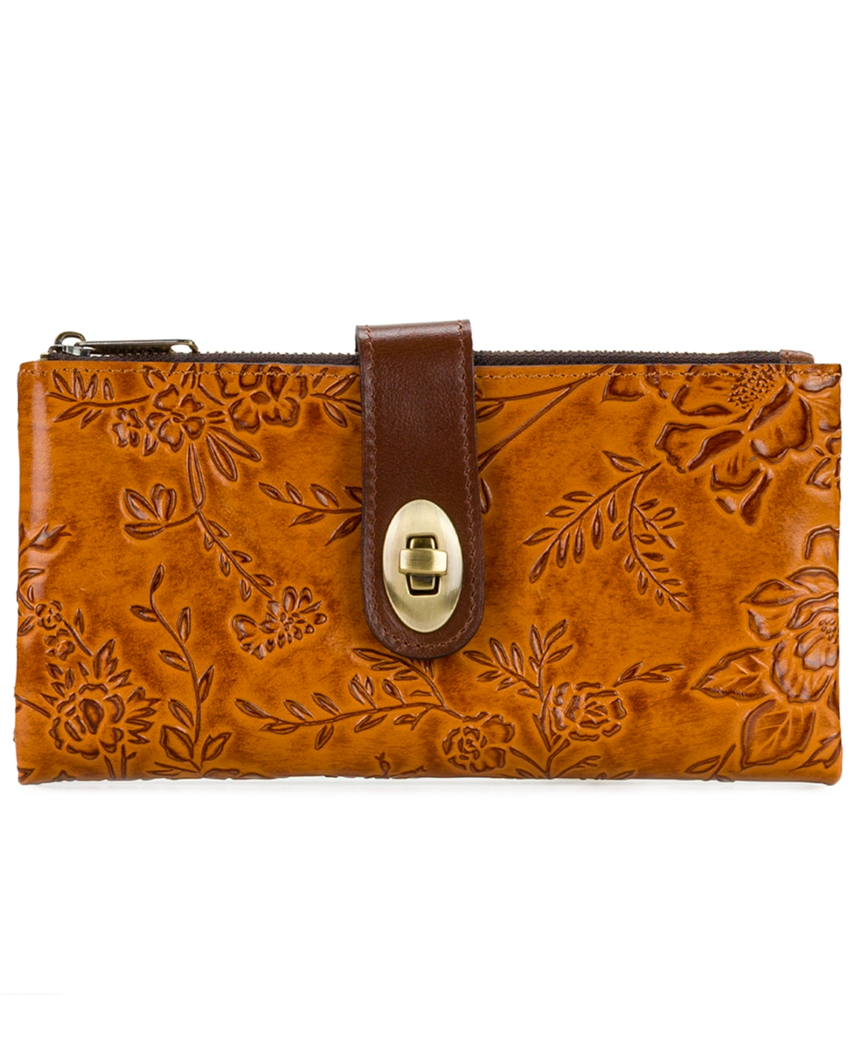 Patricia Nash Annesley Rose Garden Leather Wristlet In Rose Garden Tan