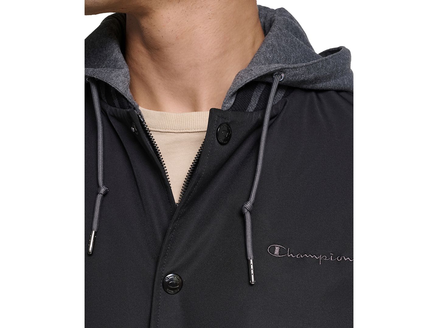 Мужская куртка Champion Hooded Varsity, цвет: Чёрный — фото 7