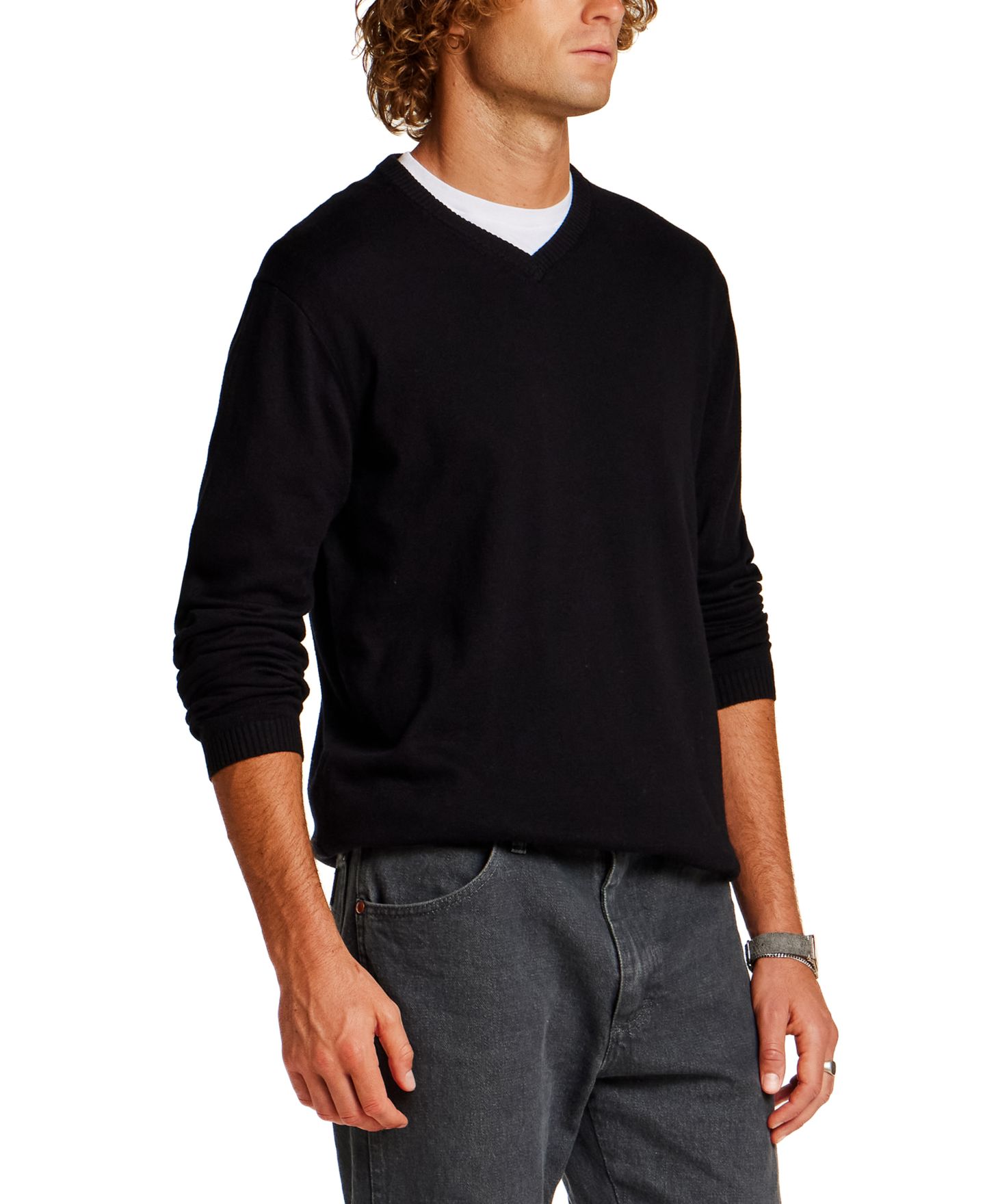Мужской свитер Weatherproof Vintage Cashmere Holiday V-Neck, цвет: Чёрный — фото 3